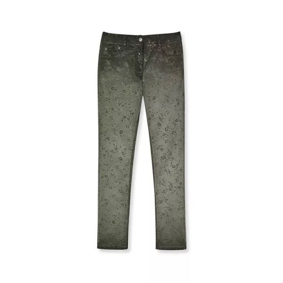 MADELEINE Slim Five Pocket with Flock Print Ombré Effect in Sage Green, Size 8P - Picture 5 of 16